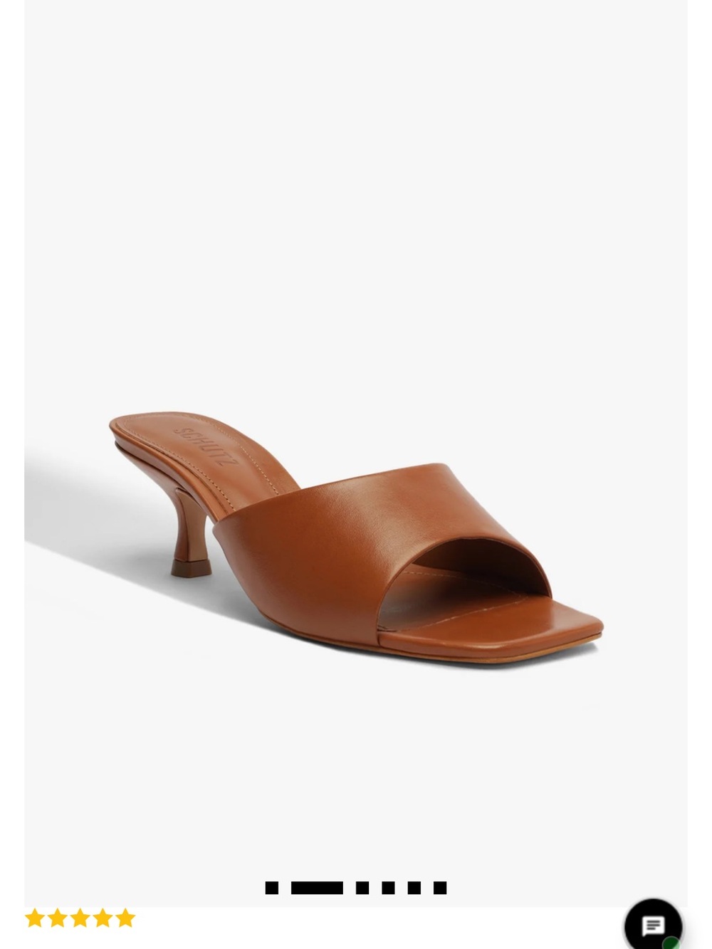 SCHUTZ Cognac Leather Open-Toe Mule Heel